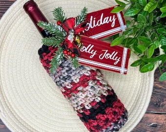 Crochet Wine Bottle Holder Pattern. Crochet Wine Carrier. Crochet Bottle Cover. Crochet Wine Tote Bag. Crochet Wine Cozy. Christmas Gift.
