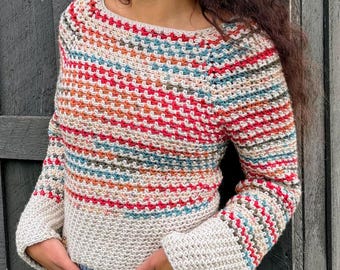 Easy Crochet Sweater Pattern | Amber Top Down Raglan | Seamless Pullover XS-2XL | PDF Download