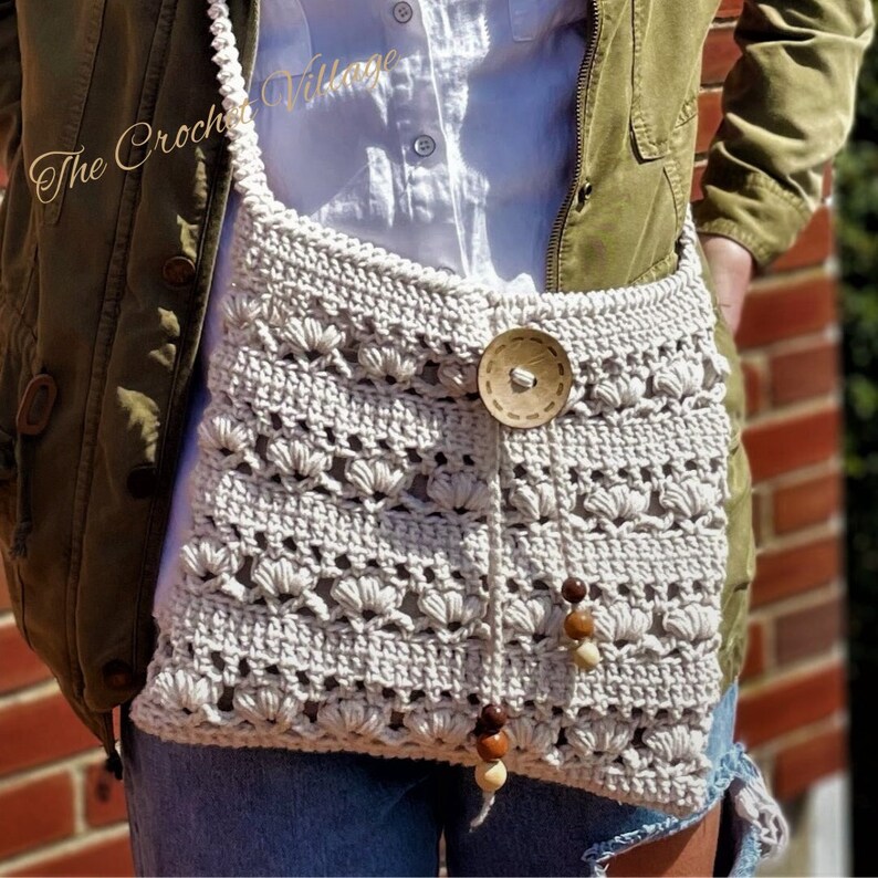 Boardwalk Crossbody Bag Crochet Pattern. Beach Bag Crochet Tutorial. Crochet Accessories. Boho Bag. Crochet Casual Bag.Messenger Bag Crochet image 3