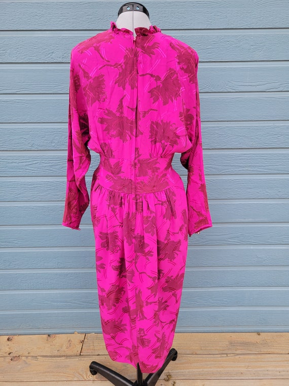 1970's silk raspberry victorian inspired dress - image 5