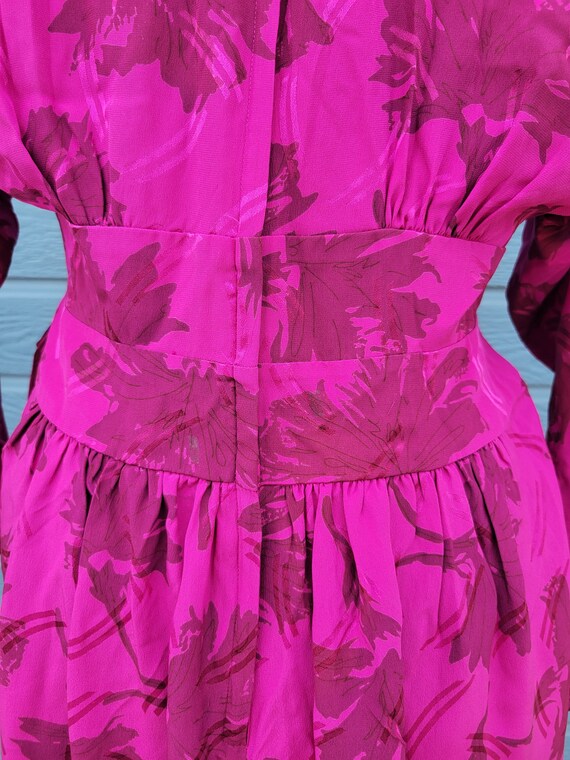 1970's silk raspberry victorian inspired dress - image 4