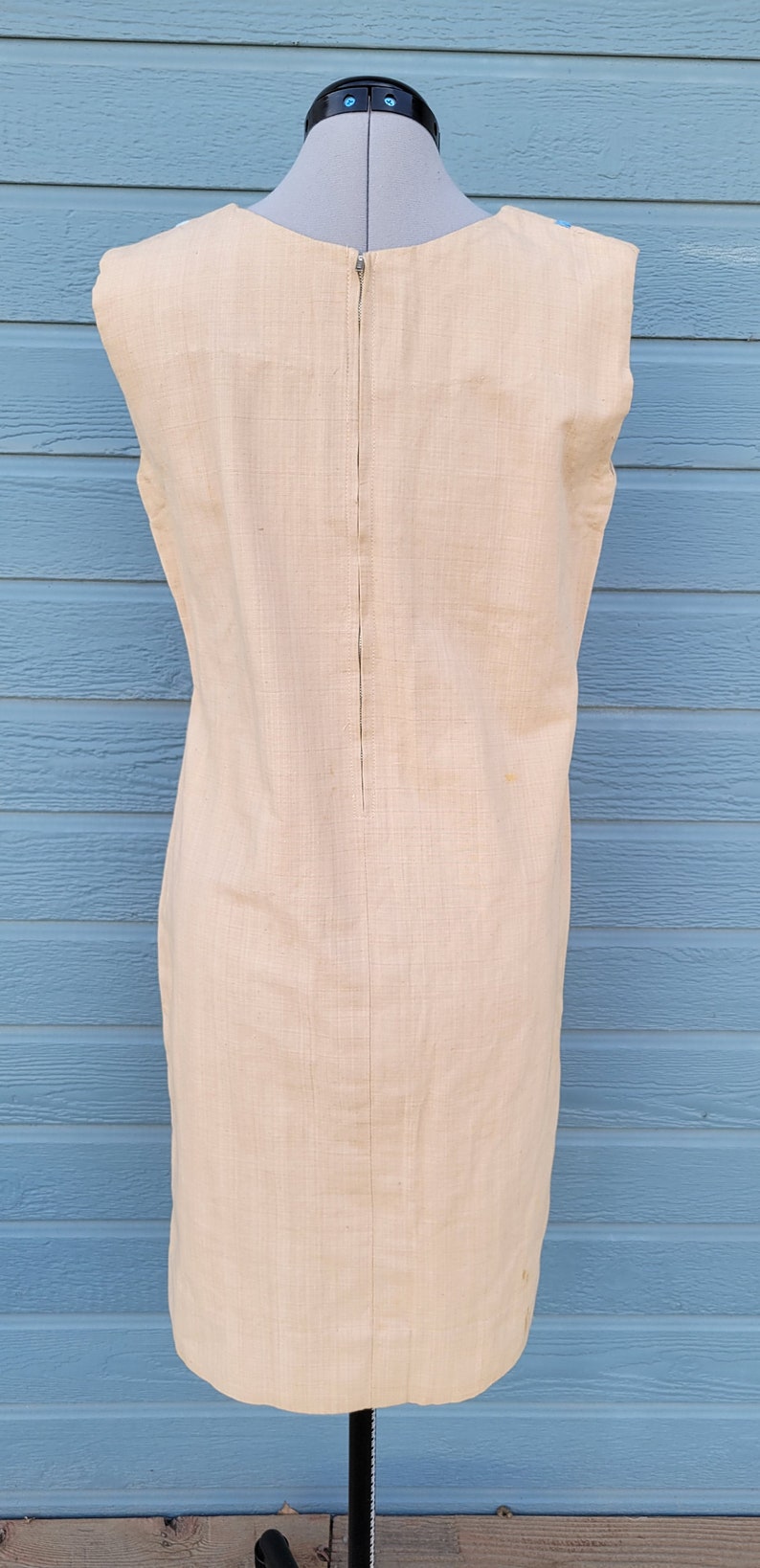 1970s linen mod tiki mini dress image 3