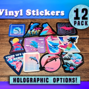 Vaporwave Dolphins - Vinyl Sticker Pack