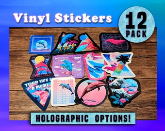 Vaporwave Dolphins - Pack d'autocollants en vinyle