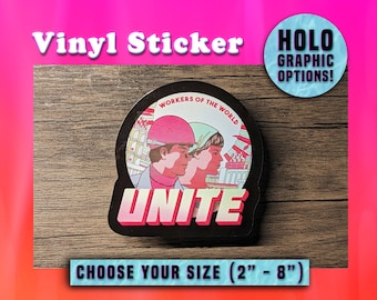 Workers of the World UNITE - Vaporwave - Vinyl Sticker