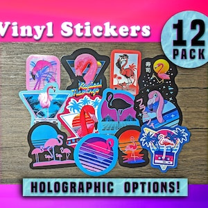 Vaporwave Flamingos - Vinyl Sticker Pack