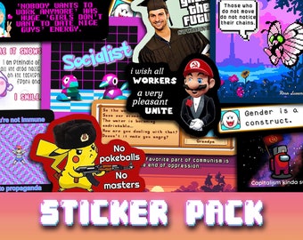 Leftist Gamer Memes 2 - Vinyl Stickers - Party Pack