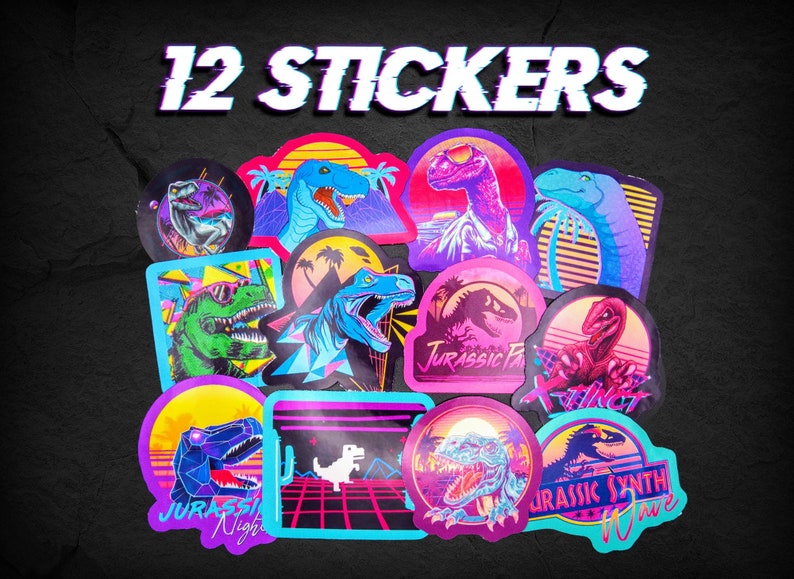 Dinosaur Time Rover Sticker Vaporwave Dinosaurs - Vinyl Sticker Pack - Etsy