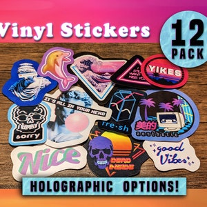 Steamwave 1 - Laminierter Vinyl-Aufkleber - Synthwave Retrowave Steamwave ästhetischer Vinyl-Aufkleber