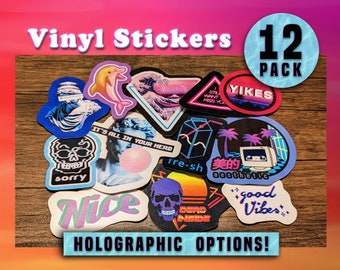 Vaporwave 1 - Pacchetto adesivi in vinile laminato - Adesivi in vinile estetici Synthwave Retrowave Vaporwave