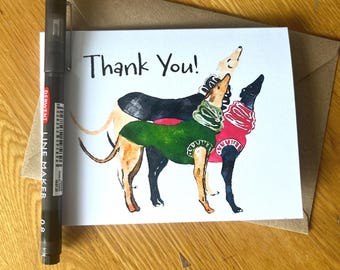 Thank You card - greyhound, lurcher, whippet, galgo… sighthound