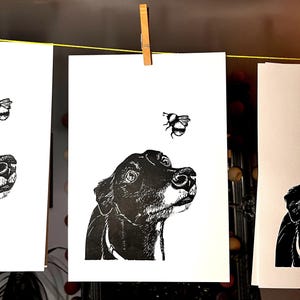 Greyhound ‘The Bee’ lino print