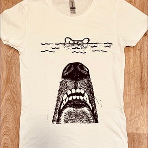 Gonna need a bigger biscuit - Jaws inspired screen printed t-shirt