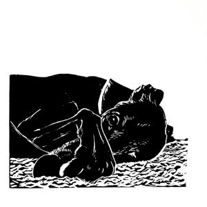 Greyhound signed original lino print - Pawface