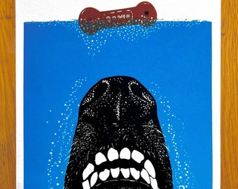 Gonna need a biscuit - giclee print of my greyhound’s Jaws impersonation