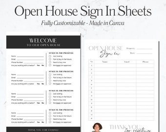 Hoja de inicio de sesión de puertas abiertas, plantilla Canva editable, bienes raíces, descarga instantánea