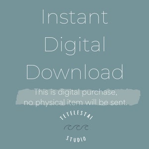 May include: A digital download graphic with the text "Instant Digital Download" and "This is digital purchase, no physical item will be sent." The graphic also includes a logo with the text "TETELEST&Alpha;&Iota; STUDIO" and a wavy line.