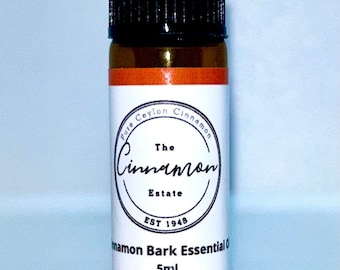 Pure Ceylon Cinnamon Bark Essential Oil · Steam-Distilled from Sri Lankan Family Estate · Aromatherapy + Cooking Grade · 5ml