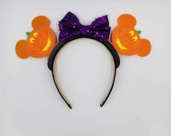 Orejas intercambiables de Mickey Pumpkin, Boo Bash, Halloween, Corona de calabaza, Orejas de Mickey, Orejas de Minnie, Impreso en 3D