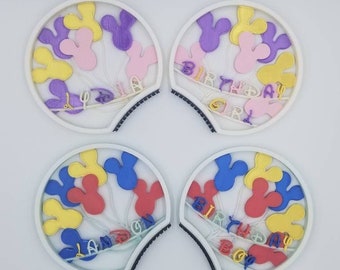 Globos de cumpleaños personalizados Orejas intercambiables, Personalizadas, Globos de Mickey, Orejas de Mickey, Orejas de Minnie, Impresas en 3D