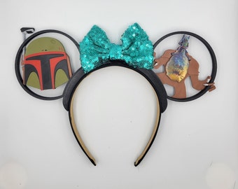 Orejas intercambiables de Boba Fett, Star Wars, Cazarrecompensas, orejas de Mickey, orejas de Minnie, impresas en 3D