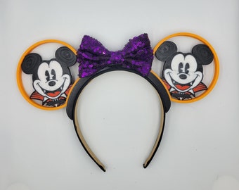 Vampiro Mickey Orejas Intercambiables, Boo Bash, Halloween, Orejas de Mickey, Orejas Minnie, Impreso en 3D
