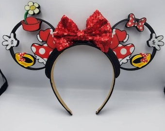Orejas Intercambiables Minnie Mouse, Disney, Lazo, Sombrero de Flores, Impreso en 3D