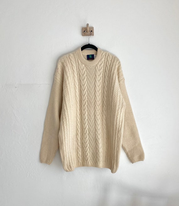 80s wool crewneck fisherman sweater