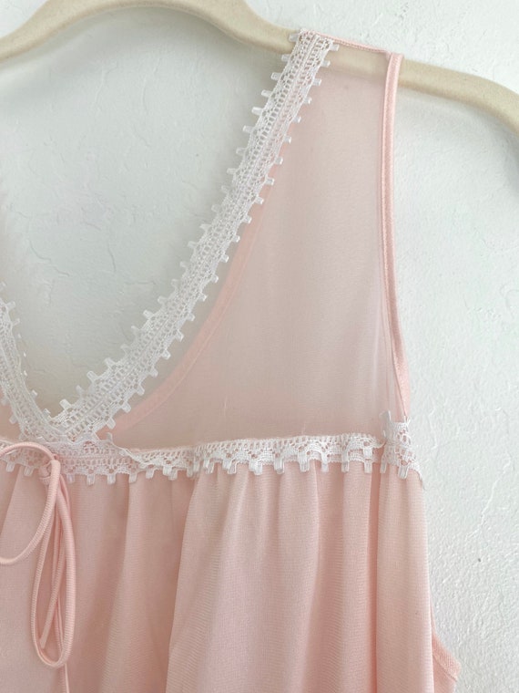 70s sheer pink night gown + peignoir - image 5