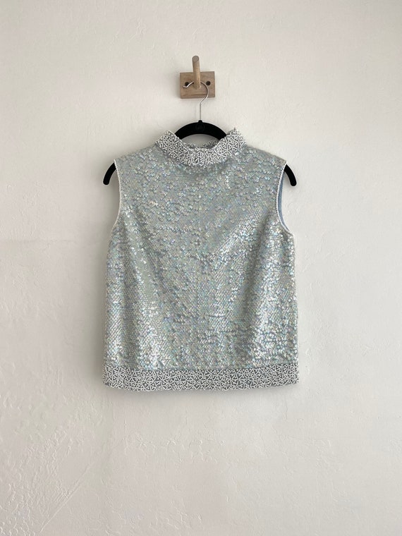 60s sequin tank high collar