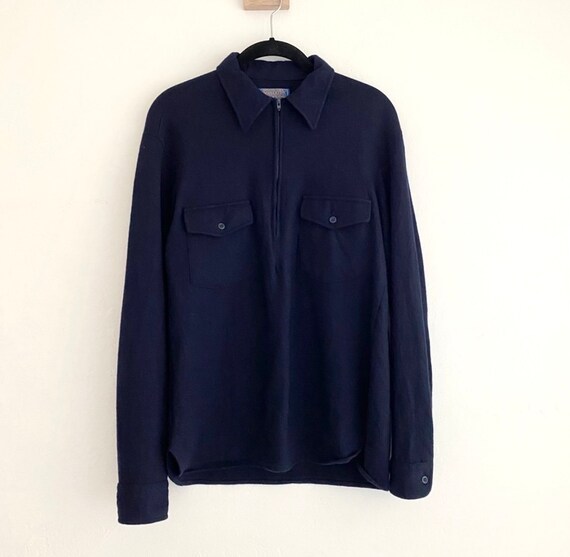 Pendleton wool navy blue half zip - image 2
