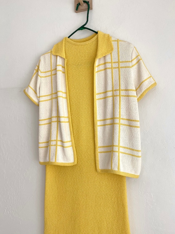 60s bright yellow knit dress + matching short slee