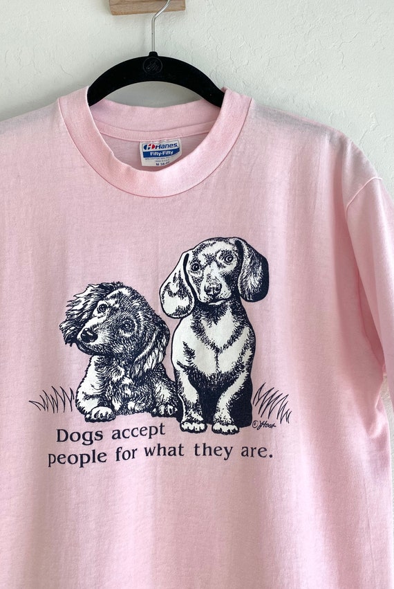 80s Hanes tee single stitch dachshund pink