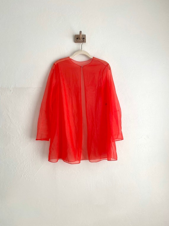 60s coral sheer long sleeve