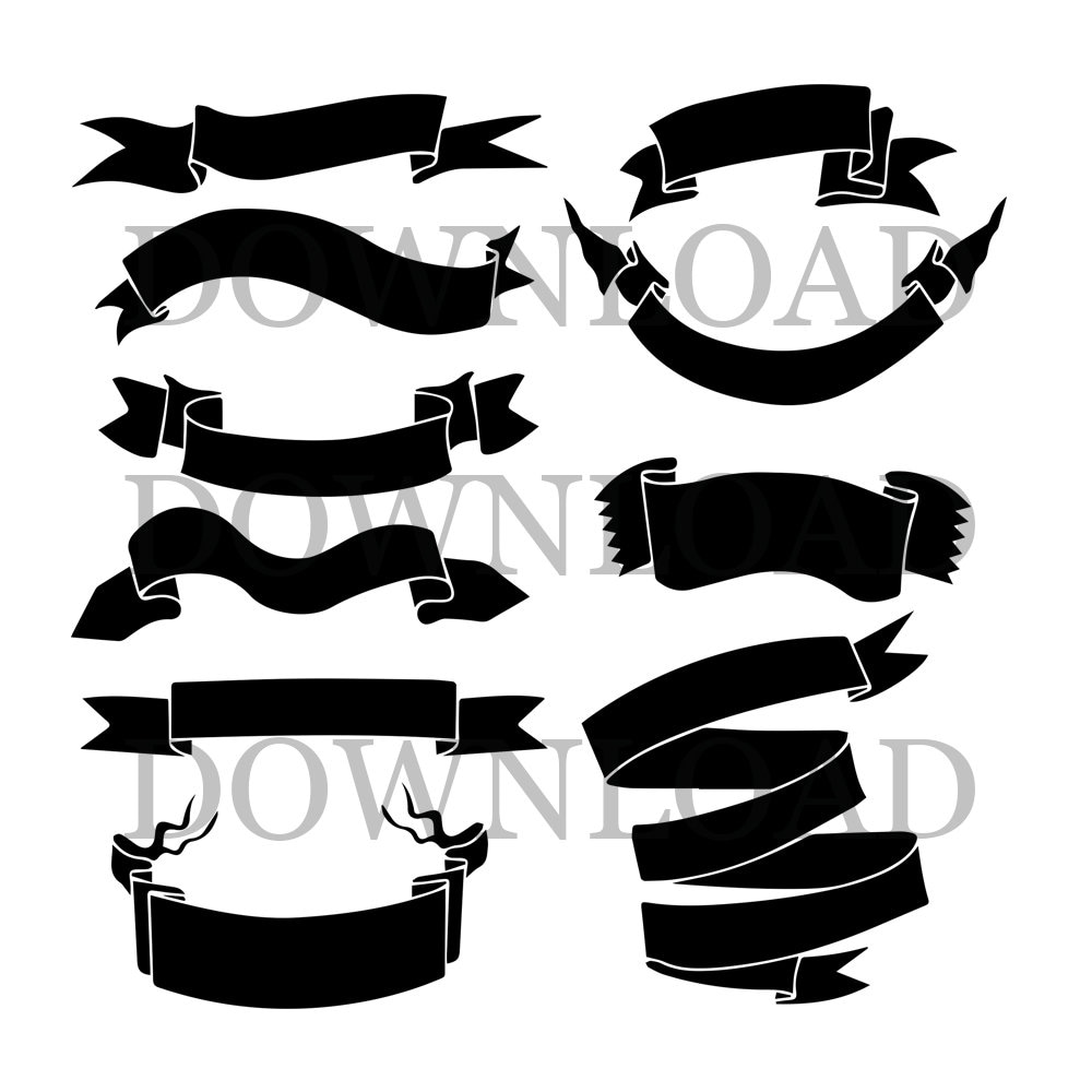 Banner Ribbon Svg Label Scroll Clip Artbanner svgribbon | Etsy