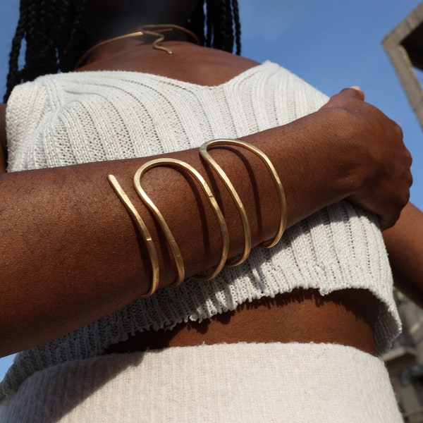 Greek Goddess Inspired Arm Cuff Bronze and 18kt Gold Plated