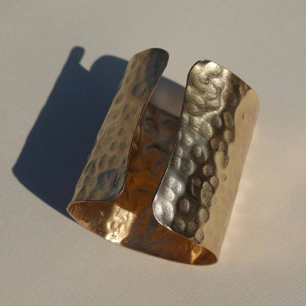 Hammered Gold Arm Cuff Bronze and 18kt Gold or Silver Plated