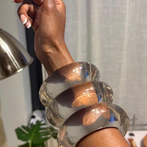 Lucite Bangles Bracelets - Clear
