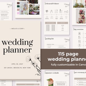 115 Page Wedding Planner Printable | Template Wedding Planner,Wedding Itinerary,Wedding Planning Book,Wedding Planning Checklist, Checklist