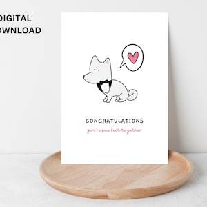 Cartão dos parabéns do casamento de Shiba de <br> Entrega Rápida? Para impressão, cartão digital, cartão comemorativo, cartão de parabéns, cachorro fofo, Shiba Inu