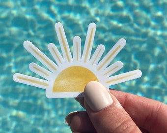 Happy Vintage Boho Sun Sticker | Waterbottle Notebook & Laptop Sticker | Die Cut Waterproof Sticker