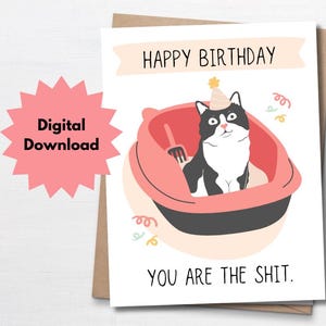 Carte imprimable, carte d'anniversaire drôle pour un ami, chat smoking, jeu de mots d'anniversaire, anniversaire d'un ami, carte d'anniversaire pour amoureux des chats, carte petite amie