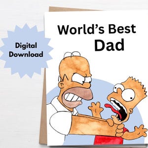 Cartão para imprimir, Cartão engraçado para o Dia dos Pais, Os Simpsons, Retrô dos anos 90, Cartão de aniversário do filho, Cartão de Dia dos Pais para o pai, Cartão engraçado para o pai