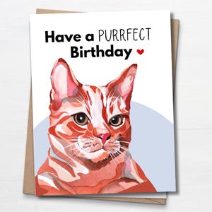 Carte d'anniversaire chat, carte pour amoureux des chats, chat tigré orange, jolie carte d'anniversaire pour ami, carte d'anniversaire pour maman, carte d'anniversaire pour maman chat