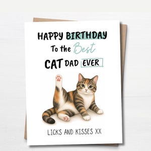 Patched Tabby Cat Dad Birthday Card, Funny Dad Gift from Cat, Birthday Gift for Cat Dad, Cat Dad Gift, Calico Cat, Birthday Card for Him