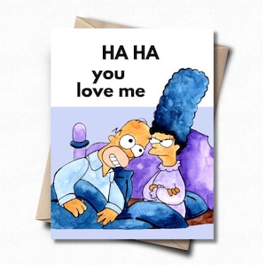 Homer e Marge, Os Simpsons, Cartão Engraçado, Cartão de Aniversário, Cartão de Felicitações, Presente para ele, Cartão de Dia das Mães, Retro, Anos 90, Namorada, Namorado
