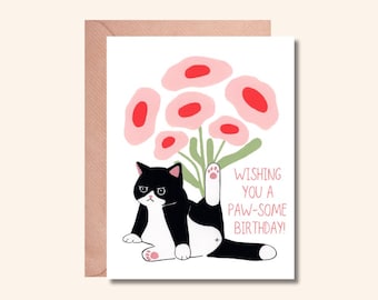 Tarjeta de cumpleaños divertida para gatos, tarjeta para amantes de los gatos, gato esmoquin, linda tarjeta de cumpleaños para un amigo, tarjeta de cumpleaños para novio, tarjeta de cumpleaños con juego de palabras, tarjeta de gato