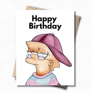 Lisa Simpson, Os Simpsons, Cartão Engraçado, Cartão de Aniversário, Presente para ela, Retro, Anos 90, Dia dos Namorados, Amor, Namorada, Namorado, Cartão para ela