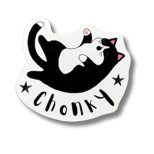 Chonky Cat Vinyl Sticker, Fat Tuxedo Cat, Free Shipping, Planner Laptop Water Bottle Phone Stickers, Funny Sticker, Gift for Cat Lover