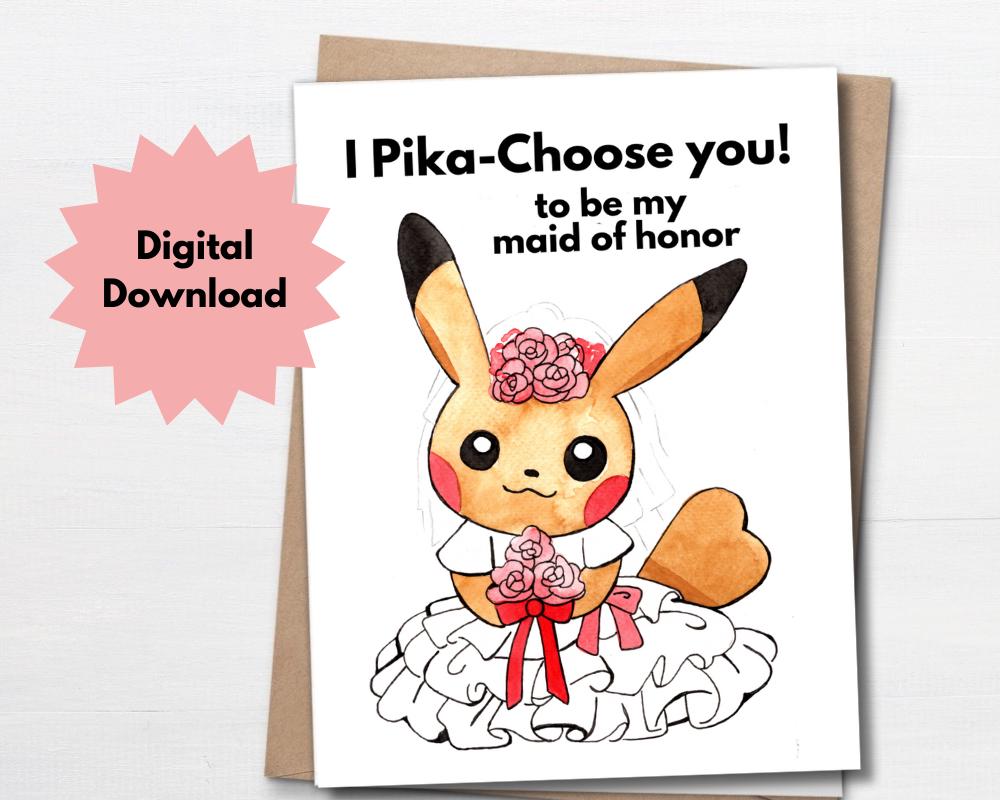 Printable Card, Funny Maid of Honor Proposal Card, Pokemon, Pikachu, Wedding, Maid of Honour Proposal, Best Friend, Wedding, Bachelorette - Etsy Printable Card, Funny Maid of Honor Proposal Card, Pokemon, Pikachu, Wedding, Maid of Honour Proposal, Best Friend, Wedding, Bachelorette - Etsy